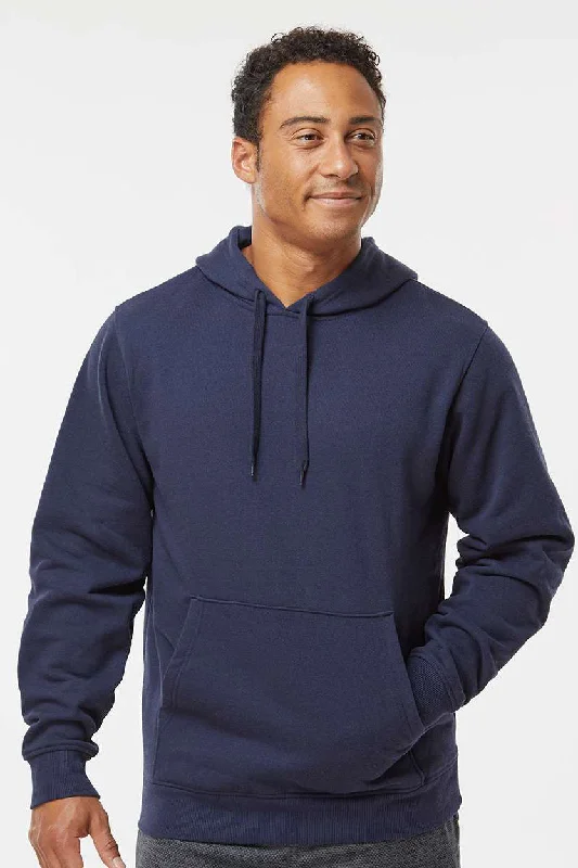 Elevated Tailoring Augusta Sportswear Mens Fleece Hooded Sweatshirt Hoodie w/ Pouch Pocket - Navy Blue - Closeout