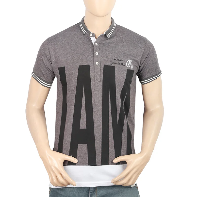 Classic Retro Men's Half Sleeves Polo T-Shirt - Grey