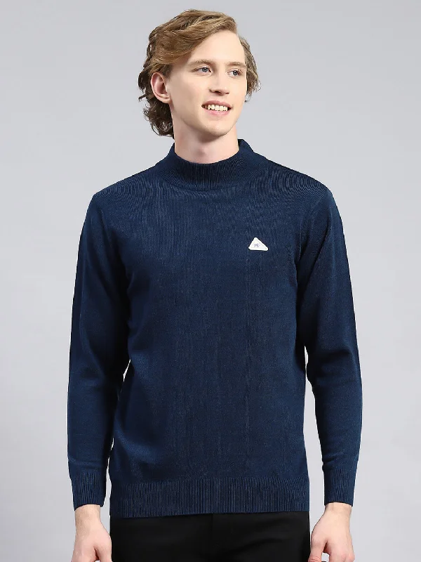 Stylish Tailoring Men Navy Blue Solid Pullover