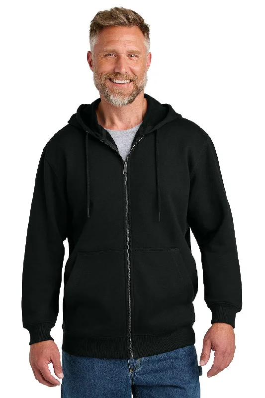 Bold Street Edge CornerStone Mens Tough Fleece Full Zip Hooded Sweatshirt Hoodie w/ Pockets - Black