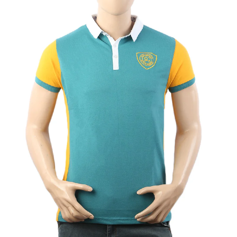 Contemporary Relaxed Men's Half Sleeves Polo T-Shirt - Steel Green