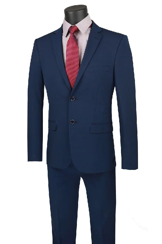 Sporty Minimalism Vinci "Gio" Navy Stretch Wool Ultra Slim Fit Suit