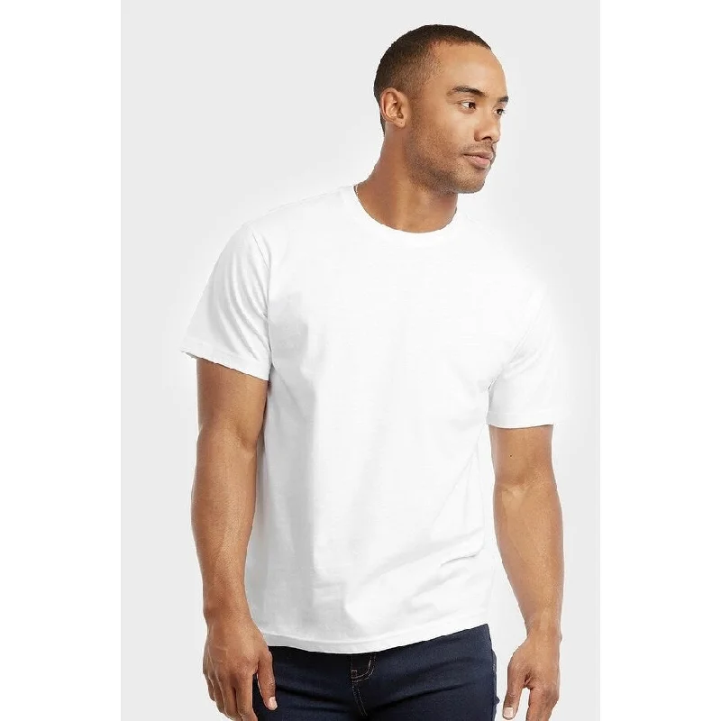 Soft Monochrome TOP PRO Men's Crew Neck Solid Cotton Lightweight T Shirt 3-PACK WHITE