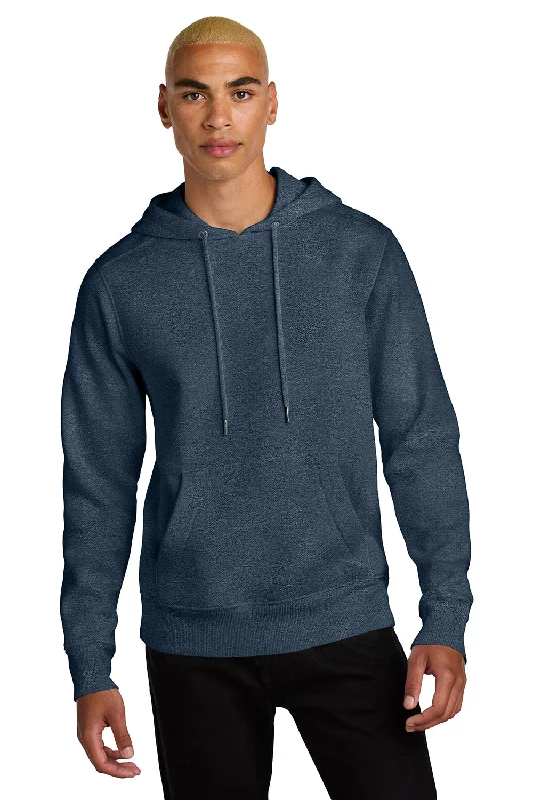 Classic Utility District Mens Perfect Weight Fleece Hooded Sweatshirt Hoodie w/ Pouch Pocket - Heather Navy Blue