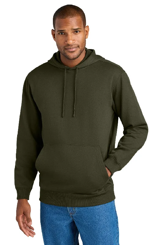 Elevated Classics CornerStone Mens Tough Fleece Hooded Sweatshirt Hoodie w/ Pouch Pocket - Tundra Green