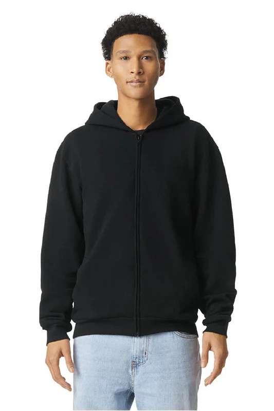 Fashionable Classics American Apparel Mens ReFlex Fleece Full Zip Hooded Sweatshirt Hoodie w/ Pockets - Black