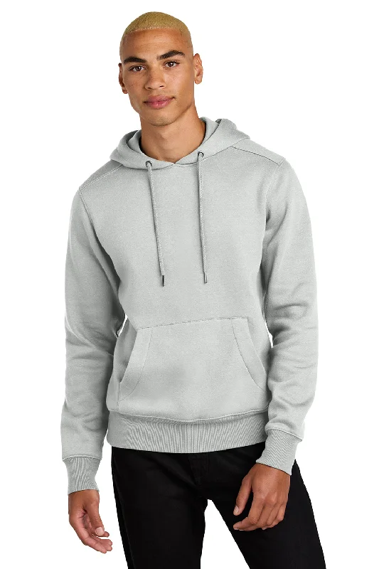 Classic Retro District Mens Perfect Weight Fleece Hooded Sweatshirt Hoodie w/ Pouch Pocket - Ash Grey