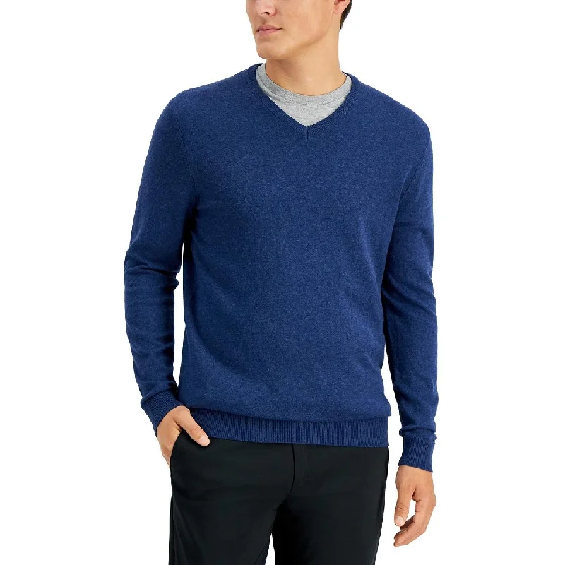 Neutral Fashion Alfani Mens V-Neck Ribbed Trim Sweater