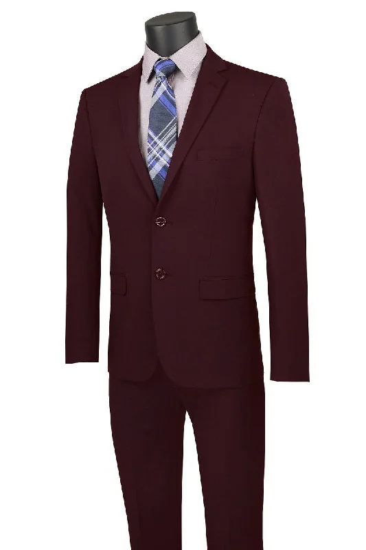 Layered Utility Vinci "Gio" Burgundy Stretch Wool Ultra Slim Fit Suit