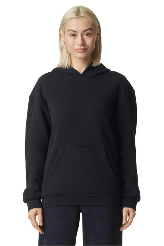 Earthy Minimalism American Apparel Mens ReFlex Fleece Hooded Sweatshirt Hoodie w/ Pouch Pocket - Black