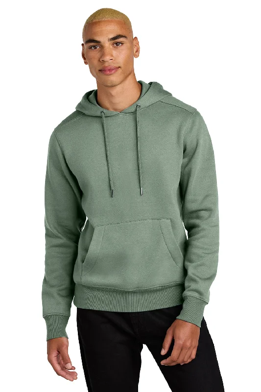 Relaxed Sportwear District Mens Perfect Weight Fleece Hooded Sweatshirt Hoodie w/ Pouch Pocket - Laurel Green