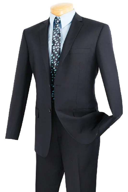 Edgy Streetwear Vinci "Lucca" Navy Slim Fit Suit