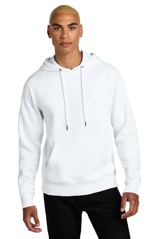 Contemporary Outfit District Mens Perfect Weight Fleece Hooded Sweatshirt Hoodie w/ Pouch Pocket - Bright White