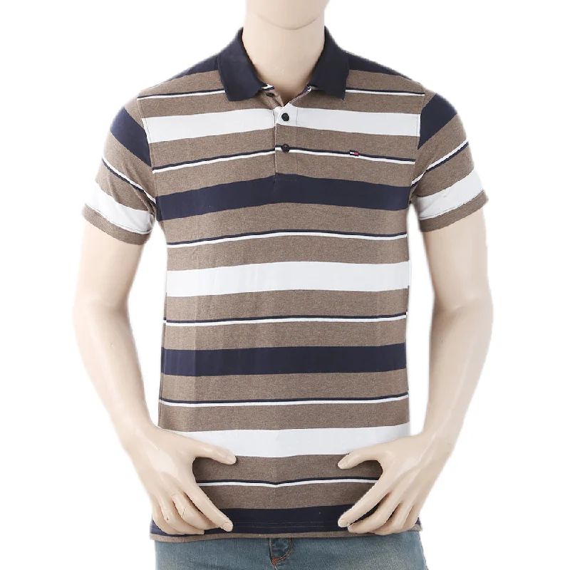 Simplistic Monochrome Men's Half Sleeves Polo T-Shirt - Brown