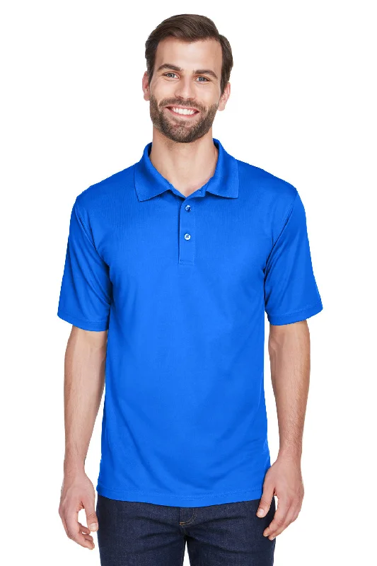 Stylish Monochrome UltraClub Mens Cool & Dry Moisture Wicking Short Sleeve Polo Shirt - Royal Blue