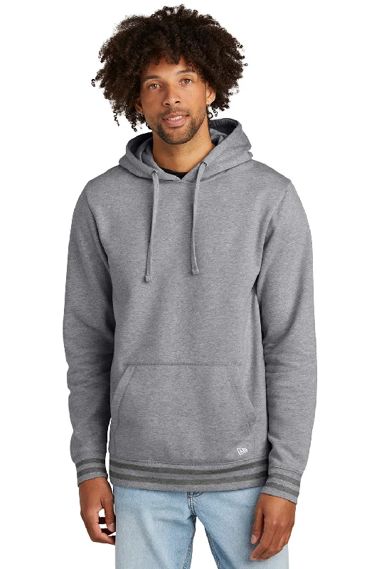 Retro Smart New Era Mens Comeback Fleece Hooded Sweatshirt Hoodie w/ Pouch Pocket - Heather Grey/Heather Dark Grey