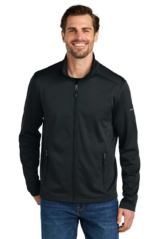 Urban Layering Eddie Bauer Mens Smooth Fleece Full Zip Sweatshirt w/ Pockets - Black