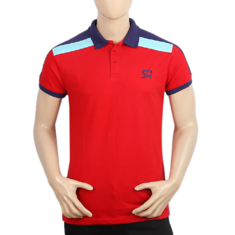 Vintage Utility Men's Half Sleeves Polo T-Shirt - Red