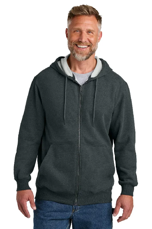 Cozy Aesthetic CornerStone Mens Tough Fleece Full Zip Hooded Sweatshirt Hoodie w/ Pockets - Heather Charcoal Grey