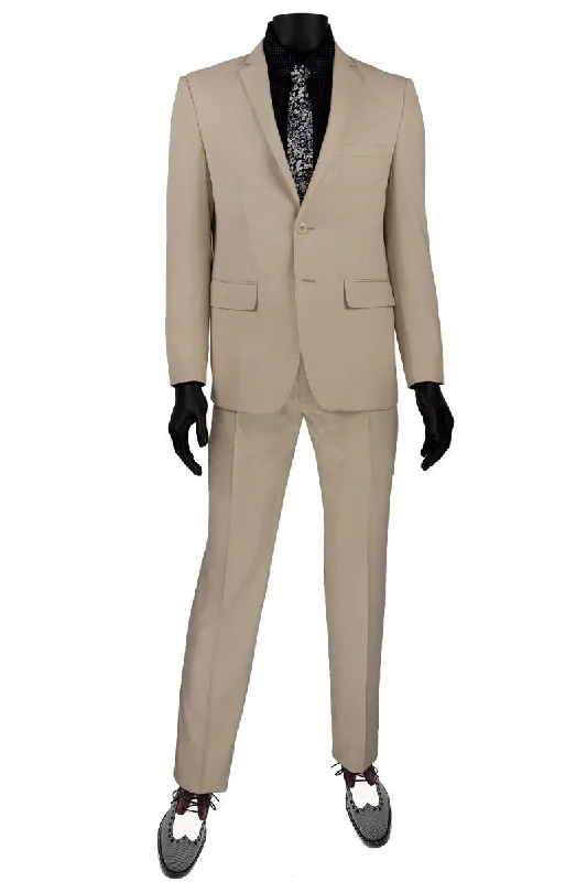 Streetwear Fusion Vinci "Marco" Champagne Ultra Slim Fit Suit With Trimmed Lapel