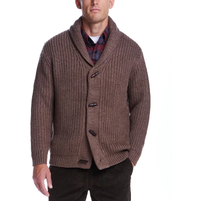 Contemporary Relaxed Weatherproof Vintage Mens Lined Ribbed Knit Cardigan Sweater