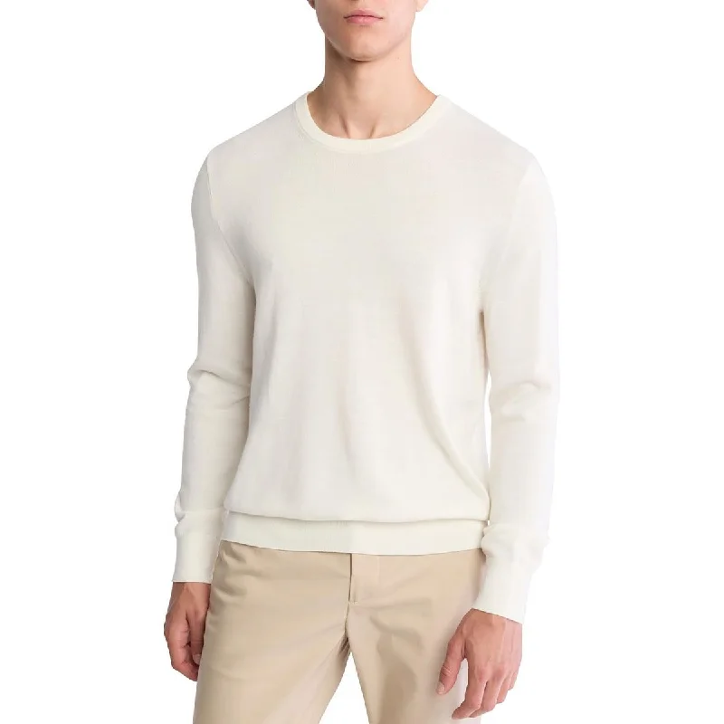 Stylish Patterns Calvin Klein Mens Extra Fine Merino Sweather Solid Knit Crewneck Sweater