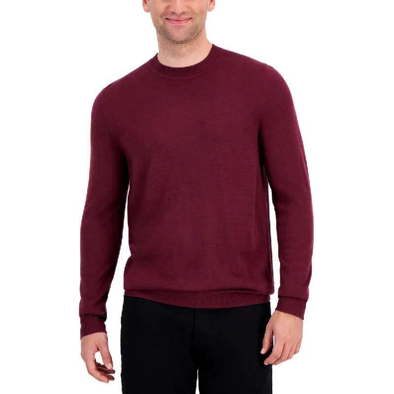 Retro Patterns Alfani Mens Solid Extra Fine Merino Wool Crewneck Sweater