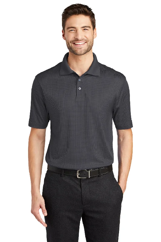 Simplified Chic Port Authority Mens Performance Moisture Wicking Short Sleeve Polo Shirt - Smoke Grey