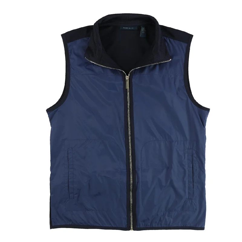 Casual Essentials Perry Ellis Mens Mixed Media Down Vest, Blue, Medium