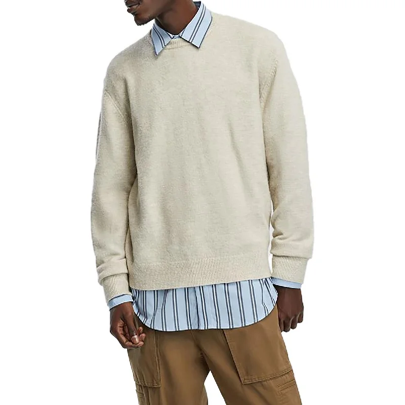 Simplified Chic Mode of One Mens Ribbed Trim  Knit Pullover Sweater