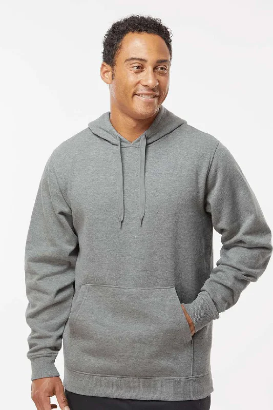 Sporty Minimalism Augusta Sportswear Mens Fleece Hooded Sweatshirt Hoodie w/ Pouch Pocket - Heather Charcoal Grey - Closeout