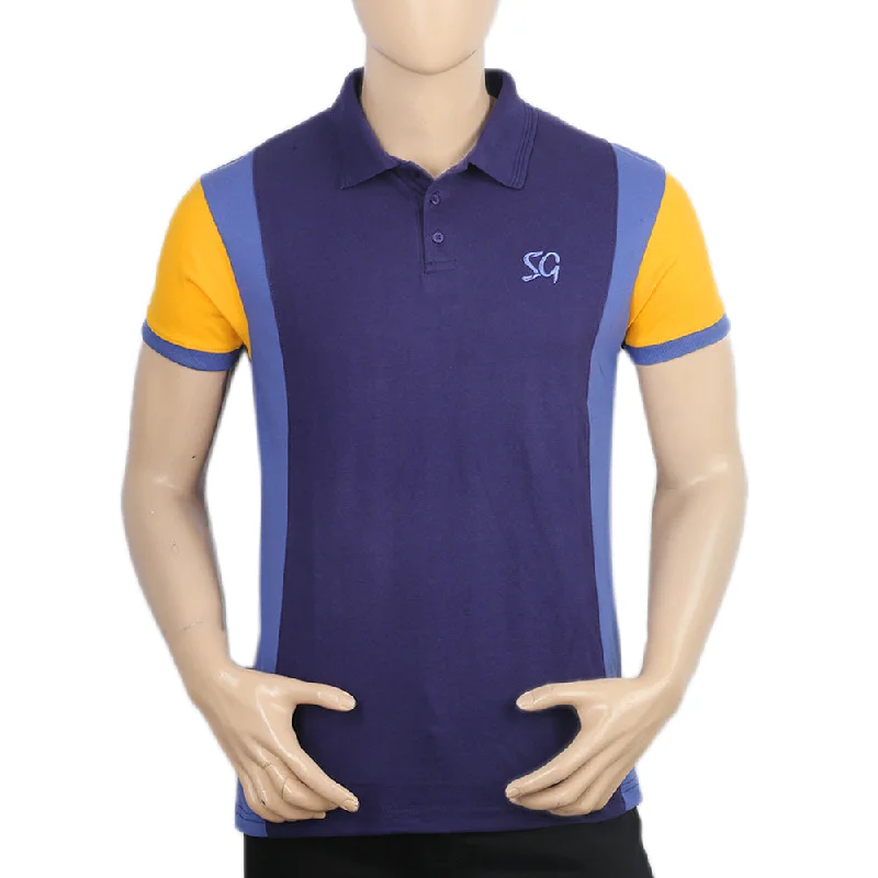 Sleek Layers Men's Half Sleeves Polo T-Shirt - Purple