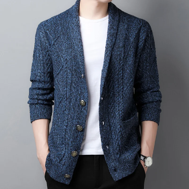 Urban Chic Outfit Mens Cable Knit Shawl Collar Cardigan