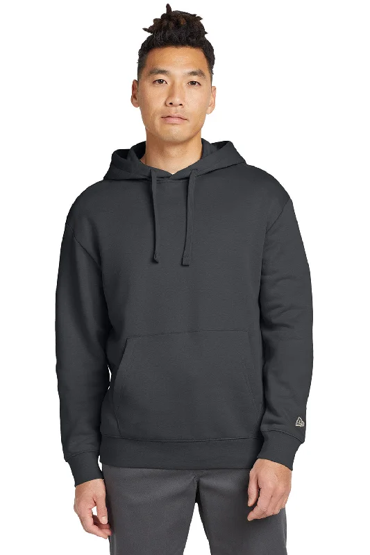 Elevated Monochrome New Era Mens Heritage Fleece Hooded Sweatshirt Hoodie w/ Pouch Pocket - Graphite Grey