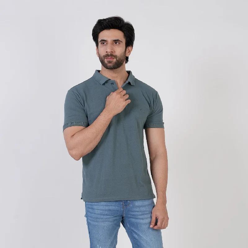 Bold Street Edge Men's Half Sleeves Polo T-Shirt - Grey