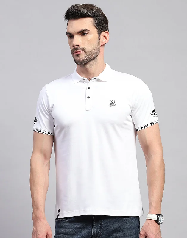 Classic Edge Men White Solid Polo Collar Half Sleeve T-Shirt