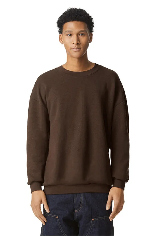 Sporty Elegance American Apparel Mens ReFlex Fleece Crewneck Sweatshirt - Brown