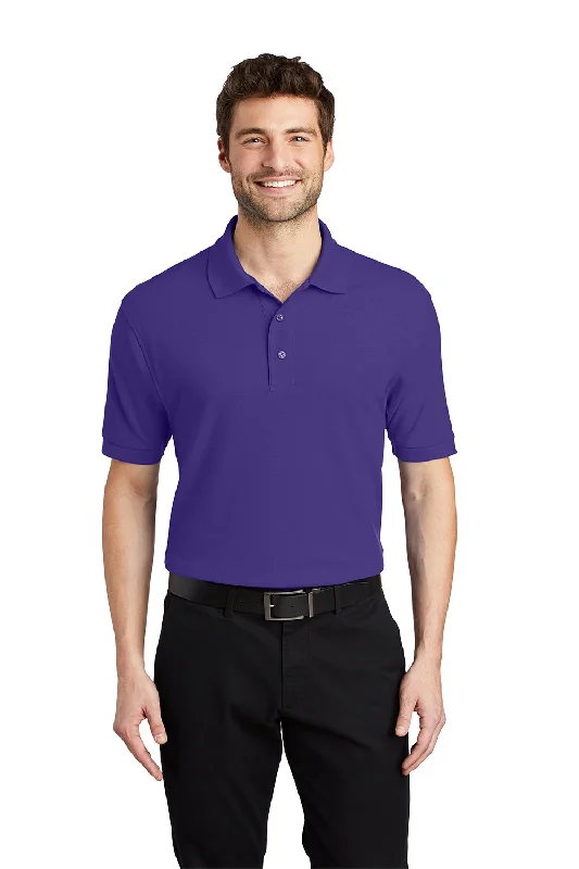 Fashionable Neutrals Port Authority Mens Silk Touch Wrinkle Resistant Short Sleeve Polo Shirt - Purple