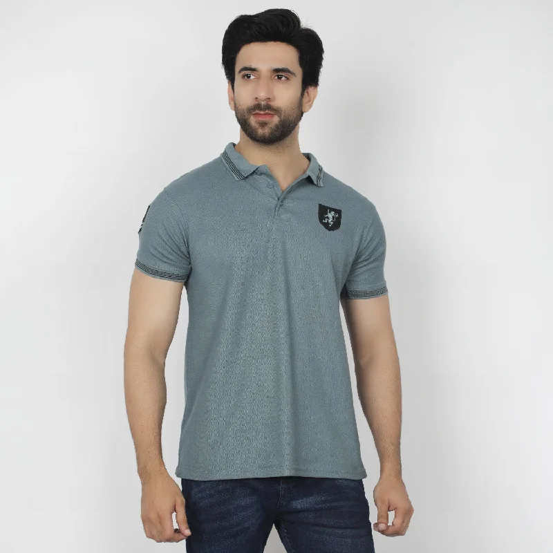 Contemporary Fit Men's Half Sleeves Polo T-Shirt - Steel Grey