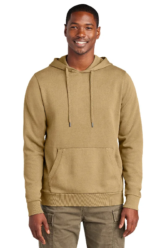 Elegant Casual District Mens District Wash Fleece Hooded Sweatshirt Hoodie w/ Pouch Pocket - Golden Spice