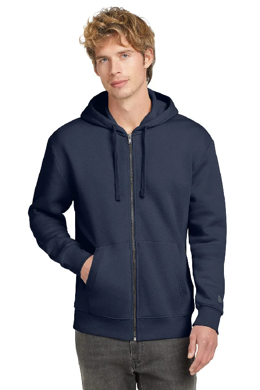 Everyday Utility New Era Mens Heritage Fleece Full Zip Hooded Sweatshirt Hoodie w/ Pockets - True Navy Blue