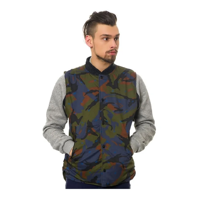 Urban Sporty Crooks & Castles Mens The Killstreak Reversible Quilted Vest, Green, 3XL