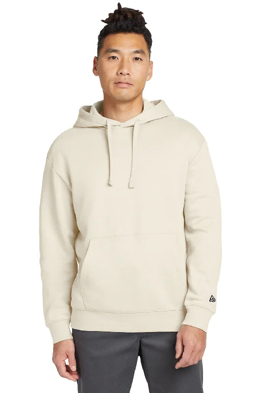 Soft Layers New Era Mens Heritage Fleece Hooded Sweatshirt Hoodie w/ Pouch Pocket - Soft Beige