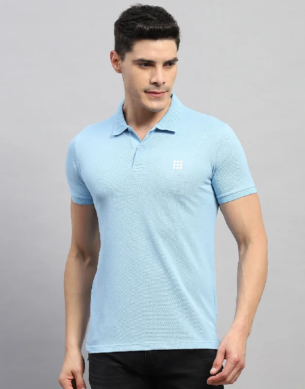 Classic Edge Men Blue Solid Polo Collar Half Sleeve T-Shirt