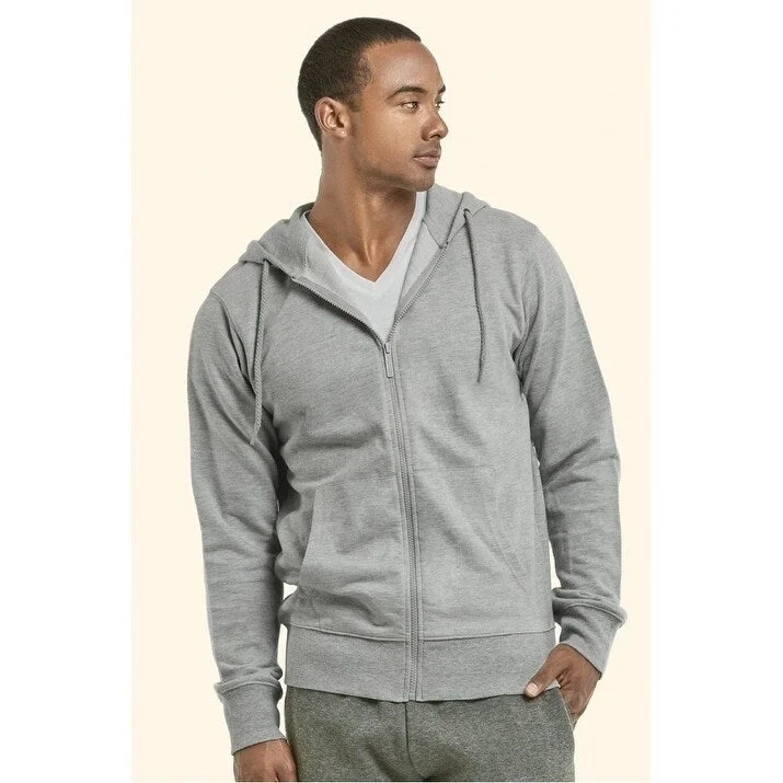 Modern Rugged TOP PRO Men's Hooded Full Zip Terry Sweater - Heather Grey