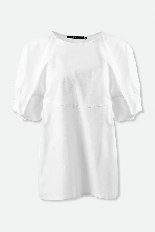 CERCHI SHORT SLEEVE BLOUSE IN ITALIAN COTTON WHITE