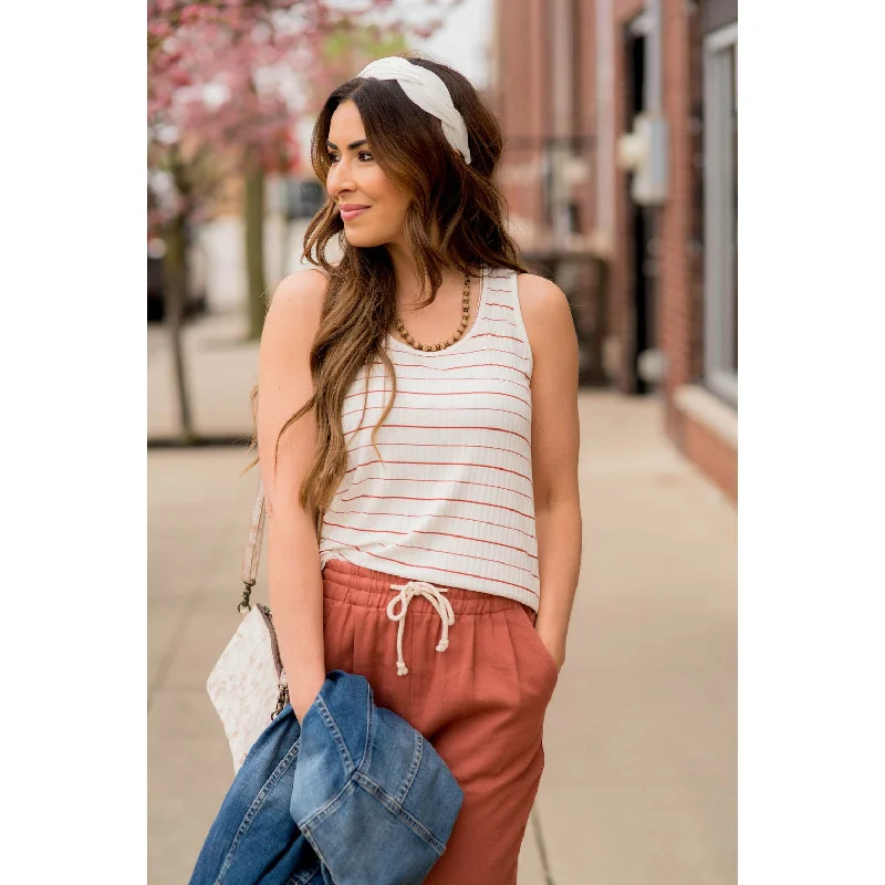 Ribbed Mixed Stripes Tank