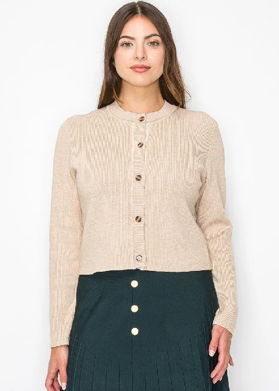 Soft Oatmeal Ribbed Cardigan