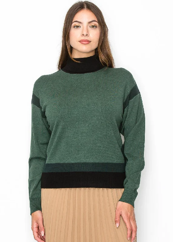 Two-Tone Turtleneck Pullover