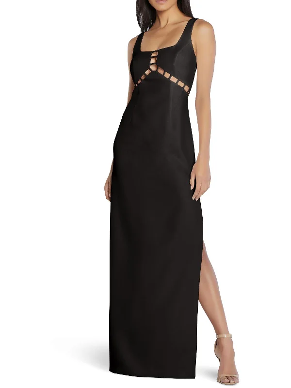 Womens Cut-Out Maxi Evening Dress